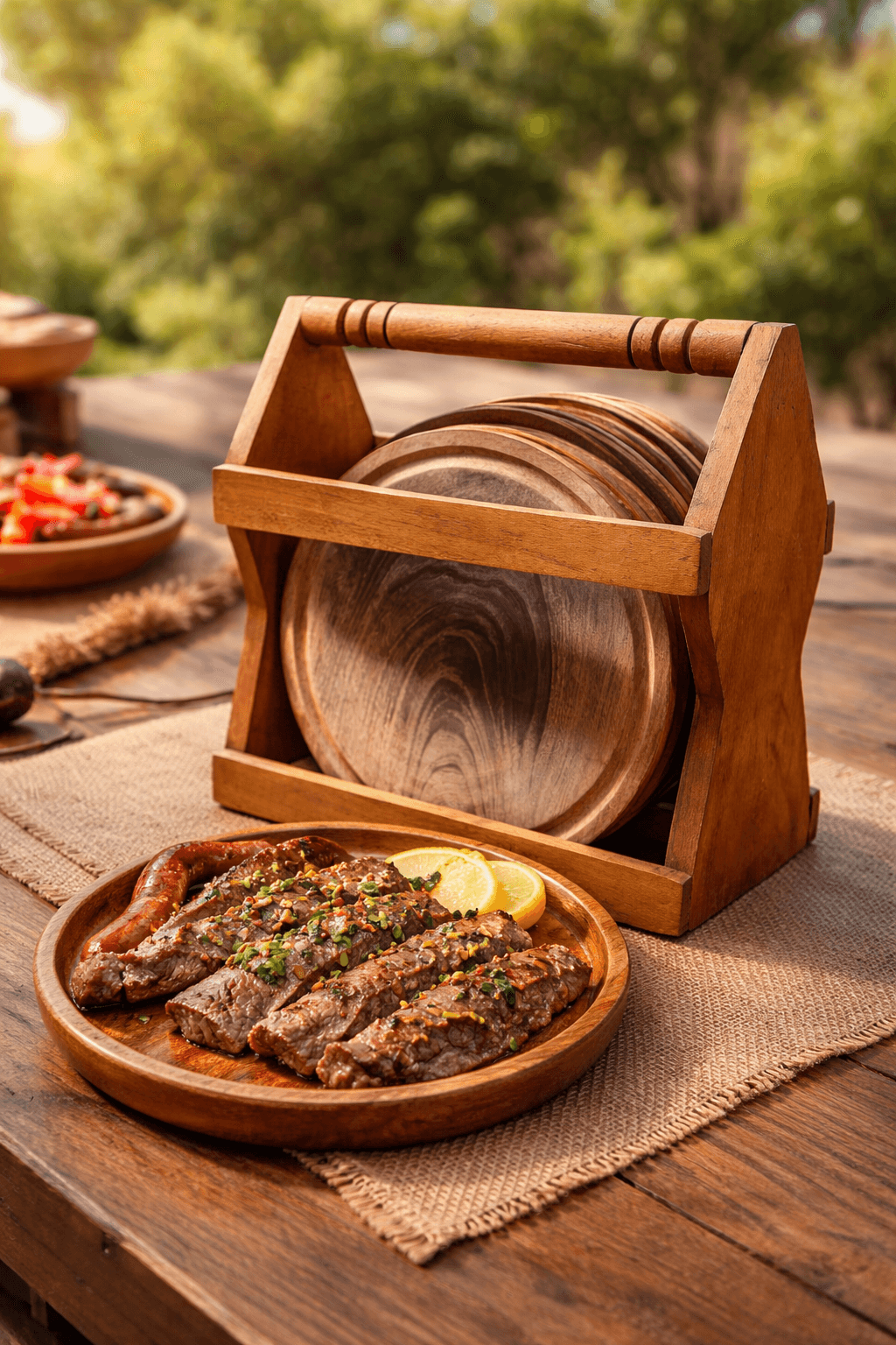 Canasto de platos de algarrobo - Imagen 4