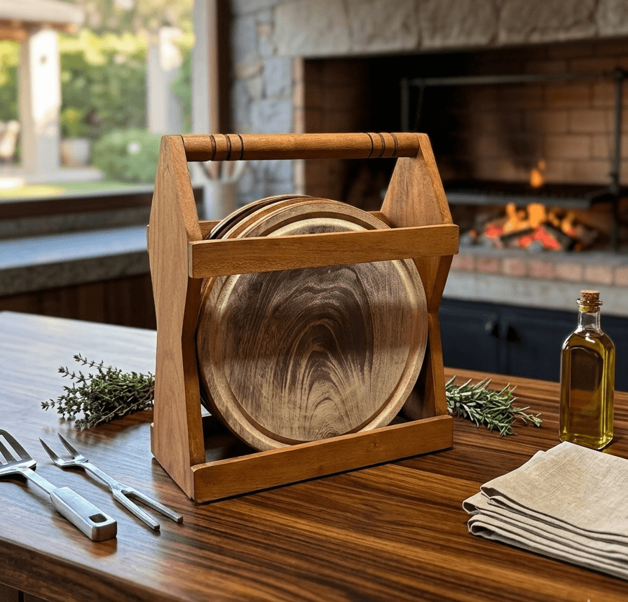 Canasto de platos de algarrobo